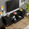 TV-Schrank 165 x 36 x 55 cm aus Spanplatte in Schwarz mit goldfarbenen Akzenten, 2 Schubladen Bild 2