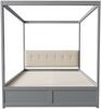 Merax Doppelbett, Holzbett 140*200 cm, mit großen Schubladen und weicher Rückenlehne, Grau Bild 5
