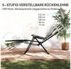 Outsunny Gartenliege mit Kopfkissen, 5-Fach verstellbare Rückenlehne, wetterfest, Klappbarer Sonnenliege, 1 St, Liegestuhl, bis 120 kg belastbar, für Garten Outdoor Strand, Beige Bild 4