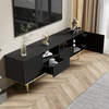 Merax Moderner TV-Schrank, TV-Möbel mit goldenen Füßen und goldenem Rand, Schwarz Bild 5