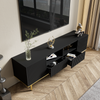 Merax Moderner TV-Schrank, TV-Möbel mit goldenen Füßen und goldenem Rand, Schwarz Bild 3