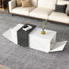 Merax Couchtisch, Kaffeetisch mit Marmor-Optik-Furnier, Klassisches weißes Marmor-Muster, ideal für Wohnzimmer und Büro, Schwarz + Weiß Bild 2
