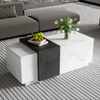 Merax Couchtisch, Kaffeetisch mit Marmor-Optik-Furnier, Klassisches weißes Marmor-Muster, ideal für Wohnzimmer und Büro, Schwarz + Weiß Bild 3