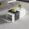 Merax Couchtisch, Kaffeetisch mit Marmor-Optik-Furnier, Klassisches weißes Marmor-Muster, ideal für Wohnzimmer und Büro, Schwarz + Weiß Bild 4