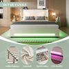 HAUSS SPOLE Polsterbett 140×200cm Doppelbett Jugendbett mit 2 Leselichtern & USB,Beige (hydraulischem Stauraum & integrierte USB-Anschlüsse & LED-Lichtleisten, dick gepolsterte Kopfteil,Stabiler Rahmen), für praktischen Komfort und Stil im Schlafzimmer... Bild 2