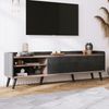 Merax Lowboard mit 2 Schubladen in Holzoptik und 2 Schiebetüren, TV-Board, TV-Schrank, Schwarz & Walnuss Bild 3