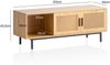 Lowboard TV-Kommode Eiche-Dekor Wiener Geflecht 120x45,5x40cm Schiebetüren Rattan Bild 4