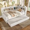 Daybett, 90 x 200 cm, Schlafsofa, Tagesbett mit ausziehbarem Bett, Mit Steckdose und 2 USB-Anschlüssen, Bett mit Lattenrost (ohne Matratze), Spanplatte, Weiß Bild 2