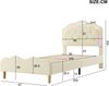 Merax 90x200cm Polsterbett, Wellenförmiges Kopfteil mit Zugpunktleiste, mit mehrfarbigen, wechselnden LED-Streifen, Kinderbett mit Holzlatten, Einzelbett, PU, Weiß Bild 4