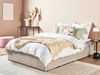 Polsterbett Leinenoptik beige mit Bettkasten hochklappbar 140x200 cm DINAN Bild 3