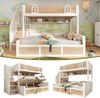 Merax Etagenbett Kinderbett 90x200 cm und 140x200 cm Holzbett mit hydraulischem Stauraum Treppenschrank Lattenroste und Rausfallschutz, Weiß&Natur Bild 2