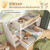 Merax Etagenbett Kinderbett 90x200 cm und 140x200 cm Holzbett mit hydraulischem Stauraum Treppenschrank Lattenroste und Rausfallschutz, Weiß&Natur Bild 5