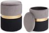 Pouf Polina 2er-Set zweifarbig, Grau/Schwarz, 32 x 32 x 38 / 36 x 36 x 44 cm Bild 3