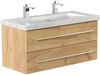 Badmöbel Marmor Carrara White Damo 100 cm 2 Hahnlöcher SoftClose eiche gold : Eiche Gold Bild 3