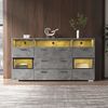 Merax Sideboard mit 3 Schubladen und 3 offenen Fächern, Kommode Industrial mit LED, Lowboard mit Metallgriff, B:140cm Bild 5