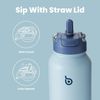 Edelstahl Trinkflasche 1L mit Strohhalm Thermoskanne Sport Isolierflasche Lila Bild 3