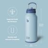 Edelstahl Trinkflasche 1L mit Strohhalm Thermoskanne Sport Isolierflasche Lila Bild 5
