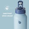 Edelstahl Trinkflasche 1L mit Strohhalm Thermoskanne Sport Isolierflasche Lila Bild 4