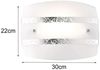 Moderne LED Wandleuchte Weißer Glasschirm mit Dekorstreifen in Silber, B: 30cm Bild 2