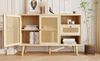 Sideboard Eiche, 120x40x80 cm mit Rattanfronten, 1 Schublade & 2 Magnettüren Bild 5