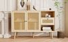 Sideboard Eiche, 120x40x80 cm mit Rattanfronten, 1 Schublade & 2 Magnettüren Bild 4