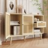 Sideboard Eiche, 120x40x80 cm mit Rattanfronten, 1 Schublade & 2 Magnettüren Bild 2