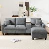 L-Sofa Cord 4-Sitzer mit Mittelkonsole USB Ladeanschluss Getränkehalter Stauraum Hocker Couch Wohnzimmer,Grau Bild 4