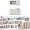 Singleküche R-Line Weiß Landhaus/Goldkraft Eiche 140 cm ohne Arbeitsplatte Vicco Bild 5