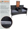 Estexo Gartenbank, 2-Sitzer, Stahl/Polyrattan/Holz/Polyester Schwarz, 136 x 56 x 83 cm Bild 4