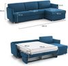 Dmora Schlafsofa mit Halbinsel Sumirago, Wandelbares Ecksofa für das Wohnzimmer, gepolstert, abnehmbar, 100 % Made in Italy-Qualität, 260x160 h90 cm, Blau Bild 3