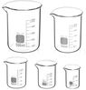 Glas Becherglas 5er Set 25ml 500ml Labor Küche Messbecher Borosilikatglas Bild 2