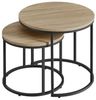 Home Collective Couchtisch 2er Set Beistelltisch Loft Design 2in1 Verschachtelung Wohnzimmer, kratzfeste 53cm und 43cm Sonoma Eich, schwarzen Beinen, Rund Bild 4