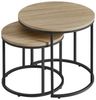 Home Collective Couchtisch 2er Set Beistelltisch Loft Design 2in1 Verschachtelung Wohnzimmer, kratzfeste 53cm und 43cm Sonoma Eich, schwarzen Beinen, Rund Bild 2