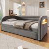 Merax Daybett Polsterbett 90x200cm mit Ausziehbett 90x190cm und LED-Beleuchtung, Grau Bild 2