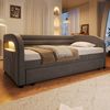 Merax Daybett Polsterbett 90x200cm mit Ausziehbett 90x190cm und LED-Beleuchtung, Grau Bild 3