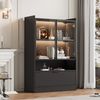 LED-Vitrine, 80x35x120 cm, schwarze Vitrine mit 16-Farben LED, Glastüren & Klappfach Bild 2