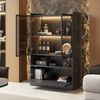 LED-Vitrine, 80x35x120 cm, schwarze Vitrine mit 16-Farben LED, Glastüren & Klappfach Bild 3