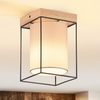 Nettlife Deckenleuchte Wohnzimmer Holz 1/2/3 Flammig E14 Vintage mit Stoff Lampenschirm, ohne Leuchtmittel, Wohnzimmerlampe Industrial Retro für Esszimmer Schlafzimmer Küche Bild 5