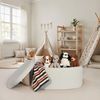 Sitzhocker mit Stauraum oval 81cm Stoff Creme abnehmbarer Deckel gepolstert modern Bild 4