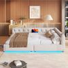 Schlafsofa 140x200 cm mit Lattenrost – Daybett aus Leinen in Beige mit LED, USB und Type-C Bild 2