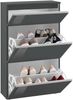 Dmora Schuhregal Alejandra, Mehrzweckschrank mit 2 Türen und 1 Klapptür, Schuhregal für den Eingangsbereich, 100 % Made in Italy, 60 x 27 x 108 cm, glänzendes Anthrazit, Bild 4
