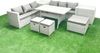 Fimous Rattan Gartenmöbel-Set 9 Sitzer mit Esstisch 2 Beistelltischen 3 Fußhockern Hellgrau gemischt Bild 2