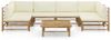 vidaXL 7-tlg. Garten-Lounge-Set mit Cremeweißen Kissen Bambus 3058233 Bild 2