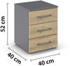 Nachtkommode >Butte< in Eiche Artisan / grau metallic - 40x52x40 (BxHxT) Bild 3
