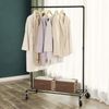 Songmics Kleiderständer auf Rollen, bis 90 kg belastbar, im Industriedesign, Metall-Garderobenständer mit 1 Kleiderstange und Ablage, Schwerlast, für Schlafzimmer, Waschküche, schwarz Bild 3