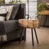 Nachttisch Ficha aus massivem Akazienholz, Loft Design, natur, mit 1 Schublade und Metallbeinen Bild 2
