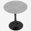 Schwarzer Couchtisch (70 cm Durchmesser), Esstisch im Mid-Century-Modern-Stil, geeignet für 2-4 Personen, mit runder Marmorplatte in hellgrauer Maserung, perfekt für verschiedene Einrichtungsstile Bild 5