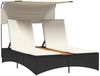 vidaXL Doppel-Sonnenliege mit Dach und Auflagen Schwarz Poly Rattan 365621 Bild 2
