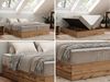 Polsterbett mit Bettkasten, Boxspringbett ohne Kopfteil WOOD ZERO, 7-Zonen Multipocket-Matratze und Topper, modernes Bett für Schlafzimmer - Hellbraun Cordstoff - 140 x 200 cm - H3 Bild 2