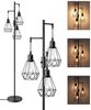 EDISHINE Stehlampe Wohnzimmer 166cm, 3-flammige Stehleuchte Dimmbar, LED wechselbar, Warmweiß, 3 Käfig Lampenschirm aus Metall Bild 5